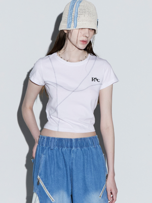 STITCHED CROP T - WH