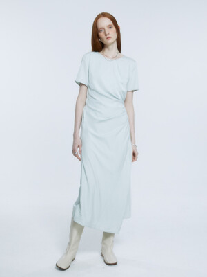 VICTORIA Draped Layered Wrap Detail Dress_Mint