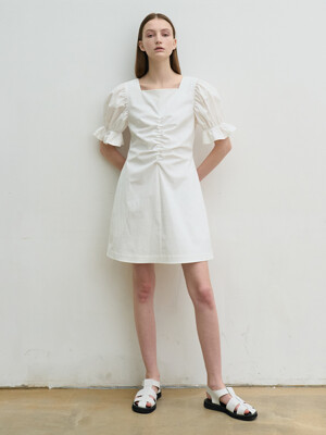 Cotton-seersucker mini dress (white)