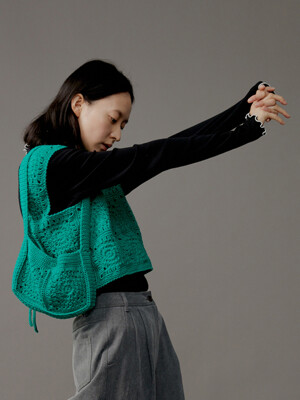 Bag Crochet Vintage Hand Made Green