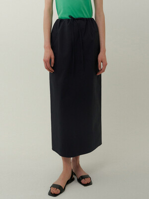 side pocket long skirt (navy)