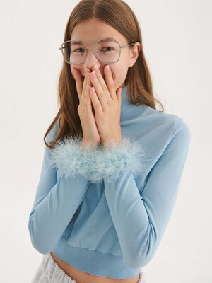 ANGEL SILK KNIT TURTLENECK _BLUE