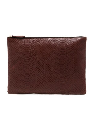 BROWN SNAKEEMBO SIMPLE CLUTCH