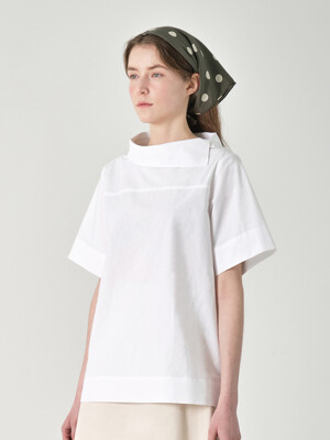 minimal half sleeve shirt_white