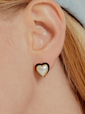 Color trim Heart Pearl Earring EC1908
