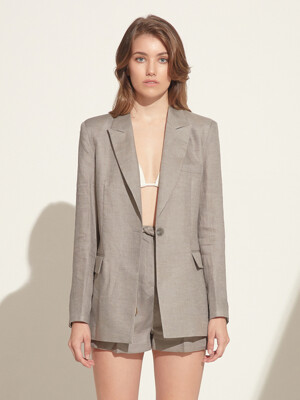 Alexis Gray Single-breasted Linen Jacket