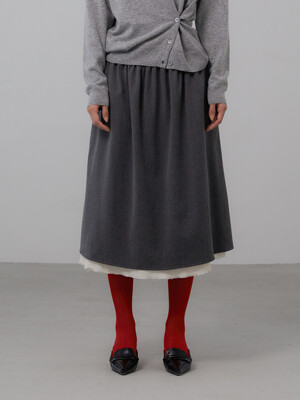TWO TONE FLARE SKIRT_CHARCOAL
