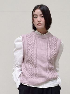 Heart Cable Knit Vest_Pink