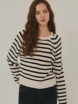 STRIPE BOLD PULLOVER KNIT_IVORY