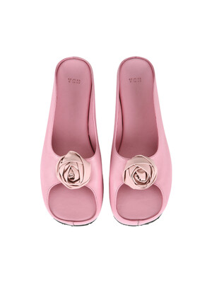 OPEN-TOE LEATHER CLOGS_PINK