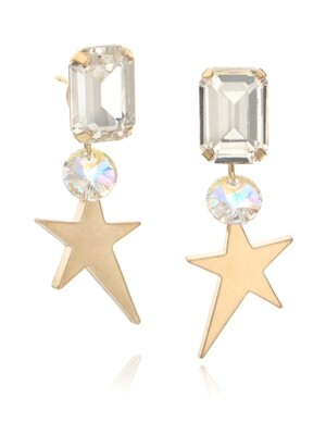 Square Clear Starburst Drop Earring