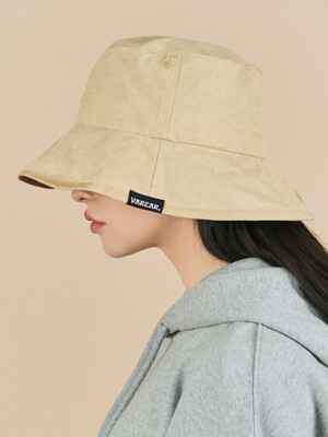 Wide brim washing bucket hat beige