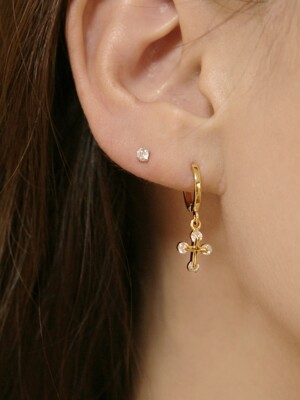 cross cubic one touch earrings