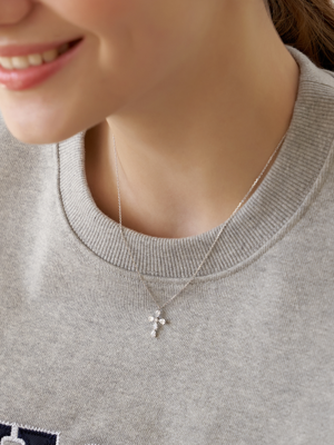 [Silver925]Clear Cross Pendant Necklace_NZ1145