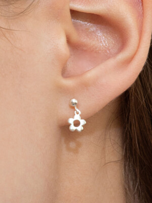 silver 925 flower drop earrings