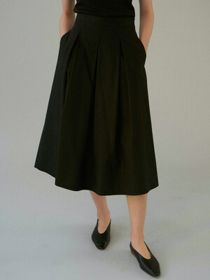 cotton pleats skirt (black)