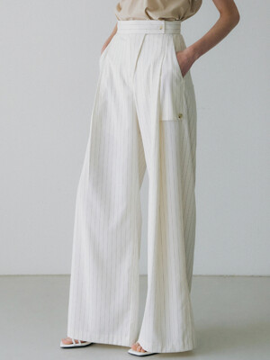 comos 868 outside pocket stripe pants (cream)