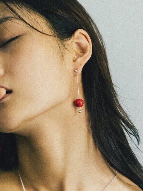 red ball earring
