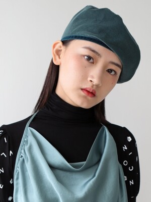 CORDUROY VELVET BERET BLUE GREEN