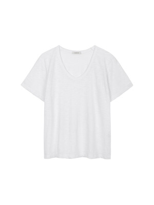 Slab U neck T-shirts (White)