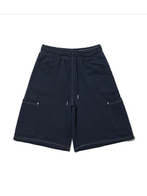 ST HEAVY COTTON CARGO SWEAT SHORTS NAVY