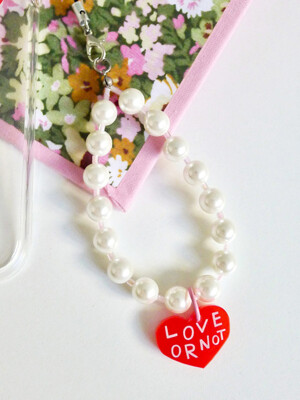 Red Love-Pearl Pink Beads Strap