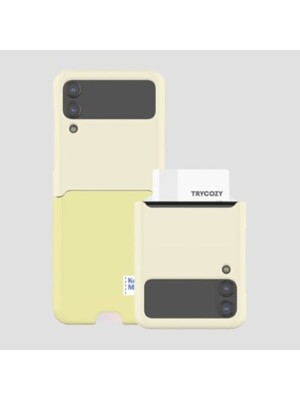 [T]투톤 라벨 파스텔 갤럭시Z플립3/Z플립4 카드 3D곡면하드케이스