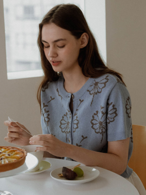 A FLOWER SEED KNIT CARDIGAN_BLUE