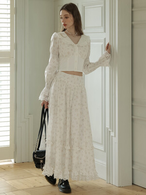 Cest_Floral lace a-line skirt