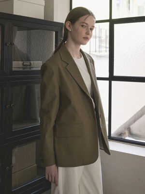 24SS Linen semi over-fit jacket_Khaki