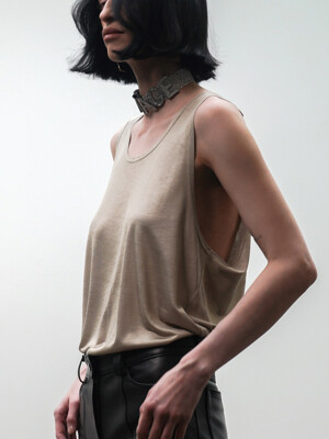 Scoop-Neck Modal Sleeveless T-shirt[Charcoal(UNISEX)]_UTT-ST63