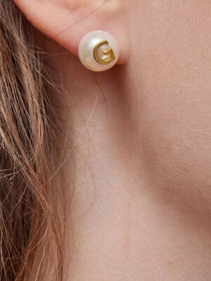 Initial Pearl Earrings _ 925silver