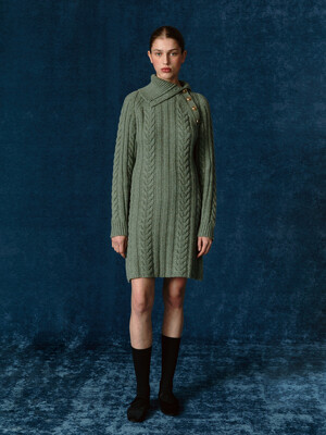 TWW WOOL HIGH NECK CABLE KNIT DRESS_3 COLORS