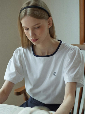 Neckline Puff Sleeve T-shirt - White