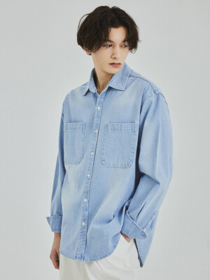 Soft-Touch Washed Denim Shirt(3color)