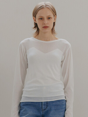 see-through bustier pullover (white)