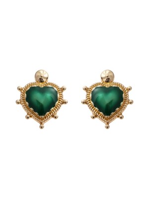 Deep green heart earrings