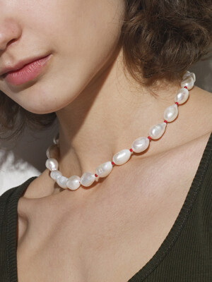 The Baroque Pearl and Red Ball Necklace