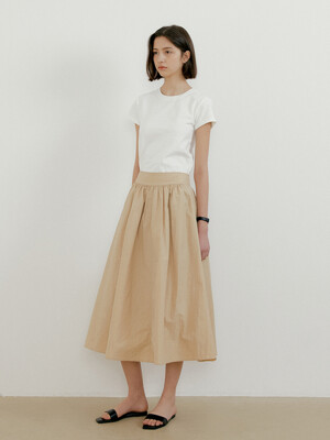 Lilly Shirring Skirt (Beige)