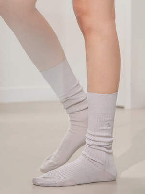[no.193] lavender gray heart socks