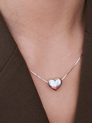 [SILVER] SN CHAIN V HEART PENDANT N (2 COLORS)