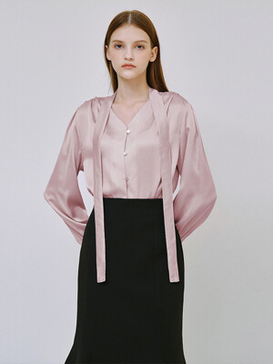 Camila Tie Silky Blouse [Pink]