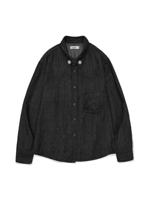 Western linen denim shirts / Black