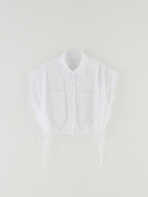 [단독] 팬시-슬리브 크롭 셔츠 WHITE