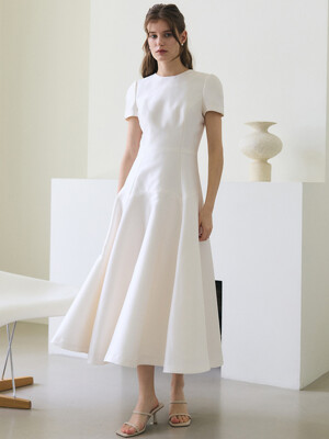 FLARED MAXI DRESS  / WHITE