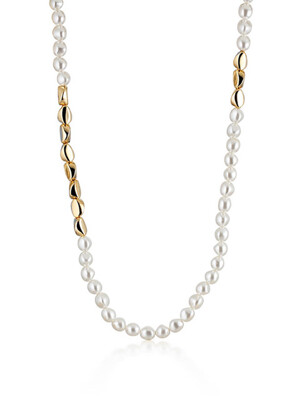 Pebble pearl long necklace