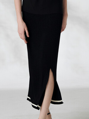ONOF rayon slit skirt (black)