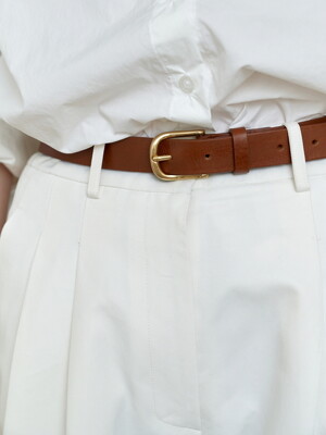 Italy leather plain belt_BROWN