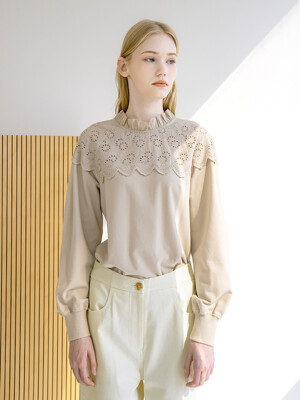 LACE T-SHIRTS_LIGHT BEIGE