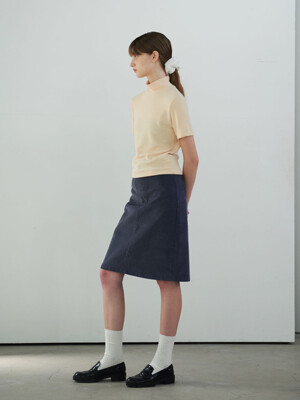 Corduroy midi skirt (Blue gray)